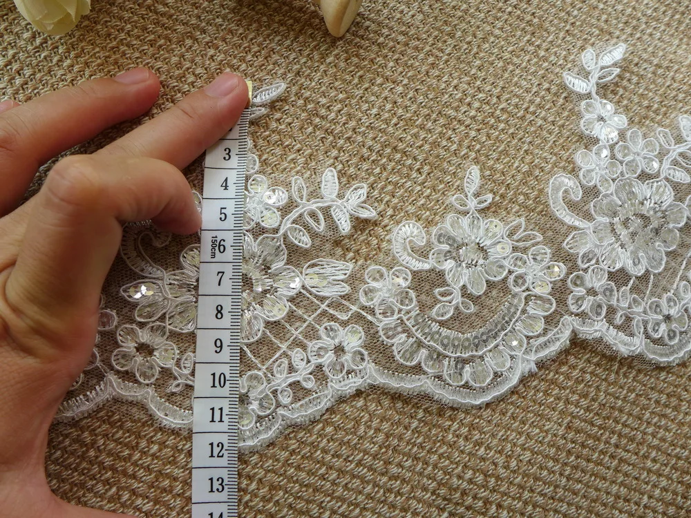 Alencon аппликация с кружевной отделкой гипюр жемчуг 6 ярдов 11 5 см|lace guipure|sequin lacesequin