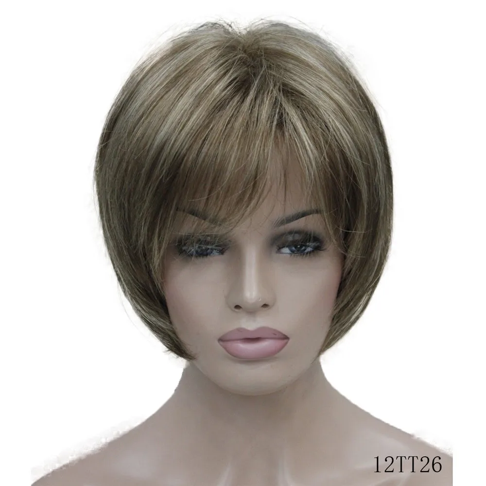 12TT26 StrongBeauty синтетический парик женский пепельный коричневый/светлые Выделенные/волосы черные натуральные парики короткие прямые - Цвет: 12TT26