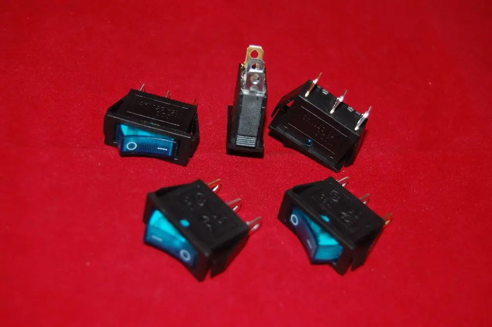 5 шт. Прямоугольный синий светильник с подсветкой 2-позиционный клавишный