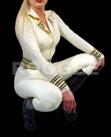 latex catsuits uniform front zip to butt