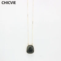 chicvie natural stone statement necklace popular long gold color color necklaces pendants for women brand jewelry sne160142