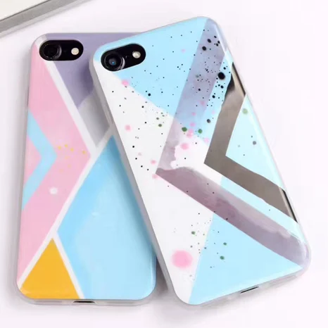 Новая мода Геометрия Треугольники чехол для iphone7 7 Plus 6 S задняя крышка Фламинго