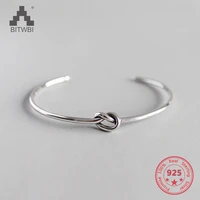 100 s925 sterling silver simple knot opening bracelets bangles