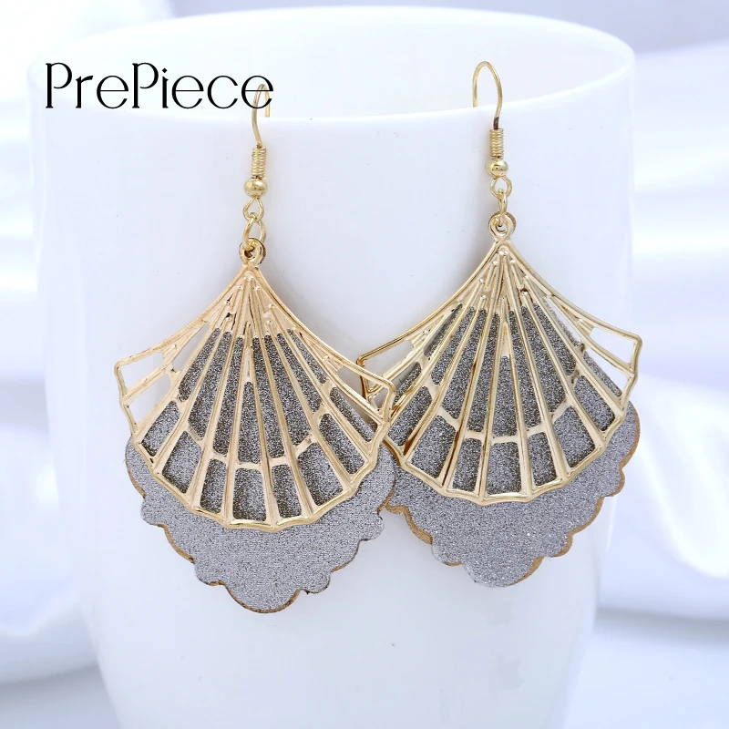 Prepiece Мода модные В виде ракушки скраб полый пирсинг Серьги multi Слои длинные для