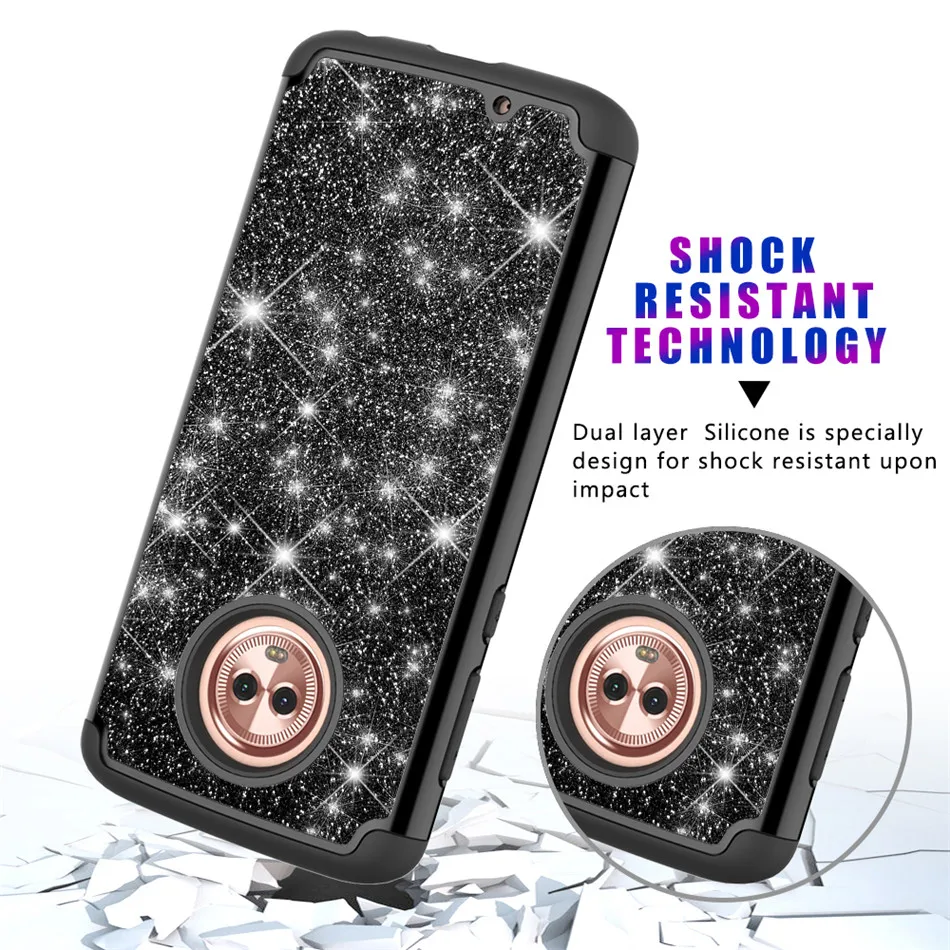 Diamond Case for Motorola Moto G6 Hybrid Silicone+PC Anti break Crystal Glitter Bling Diamonds shockproof mobile phone case |