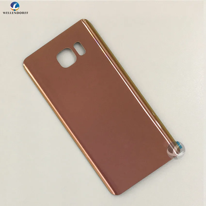 Задний стеклянный корпус+ клей для samsung Galaxy NOTE 5 N920 N920F задняя панель Крышка батарейного отсека запасная часть с логотипом - Цвет: Rose