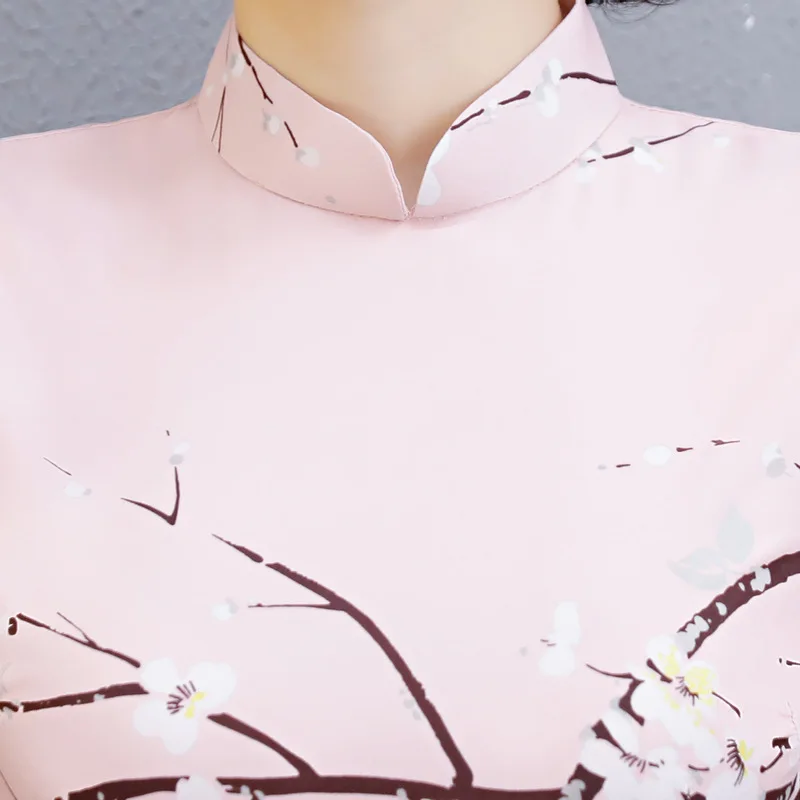 По колено Cheongsam Традиционный китайский стиль короткий рукав платье женские летние район Qipao тонкий Платья для вечеринок Vestido