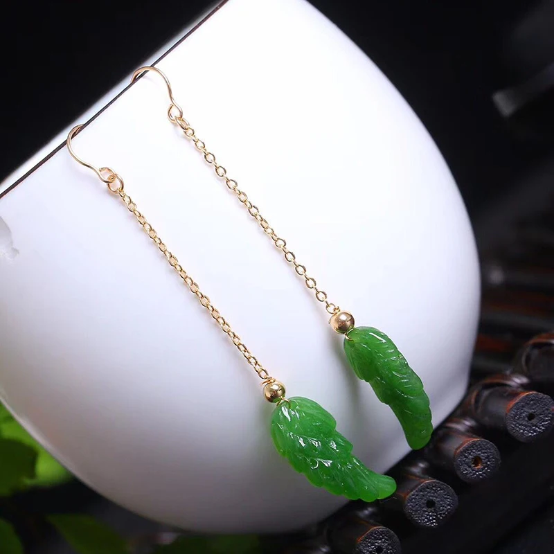 Оптовая продажа серьги из натурального камня с резными крыльями женские камнями