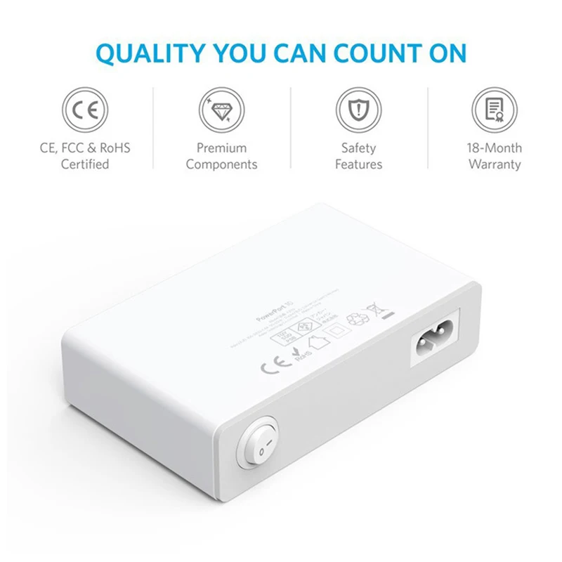 PowerPort 10 USB Зарядное устройство 2A PowerIQ телефон 50 W 5 V/10A быстрая мультизарядная