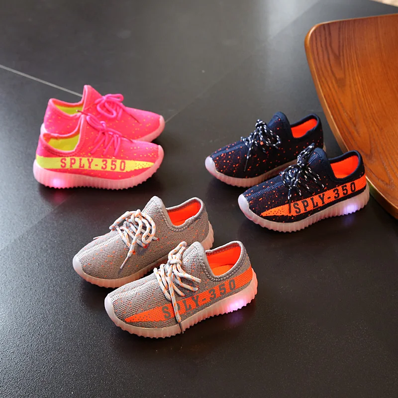 Kids Shoes With Light Мальчики Растет Кроссовки 2017 Весна Led Дышащий Спортивные Девушки