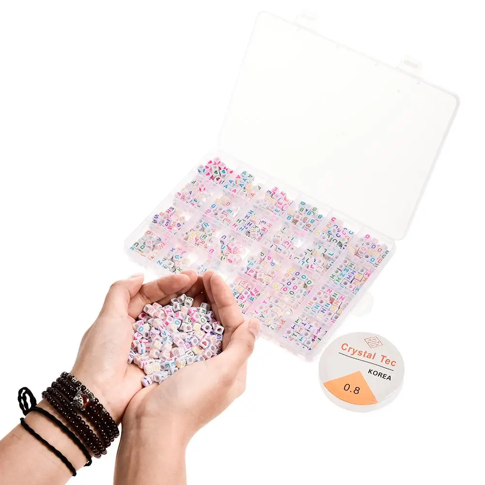 1200PCS DIY Letter Beads Round Beads A-Z Heart Alphabet Letter Beads for Bracelets Making Necklaces Key Chains Kids Jewelry#4W