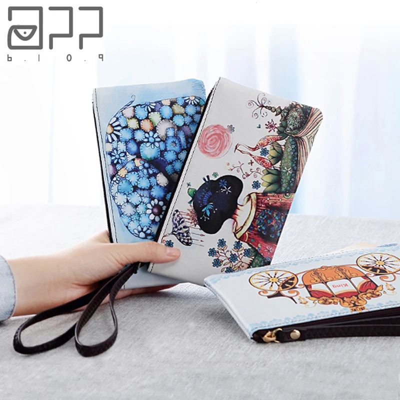 Женский Длинный кошелек APP BLOG на молнии с отделением для монет и карт маленькие