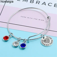 nostalgia pride air force navy mom crystal jewelry military charms expandable wire bracelet bangles for women