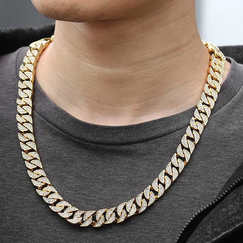 Davieslee мужские s Necelace Iced Out Gold, кантри, кубинское звено, цепочка на шею для мужчин, мужские ювелирные изделия, Прямая поставка DGN484