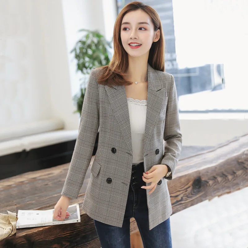 MODISON Повседневный блейзер в клетку женский корейский стиль офисный узкий