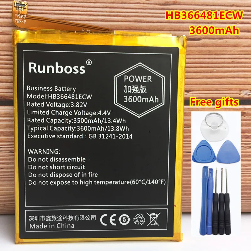 Runboss HB366481ECW 3600 мАч аккумулятор большой емкости для Huawei P9 G9 Lite Honor 8 5C Оригинальный