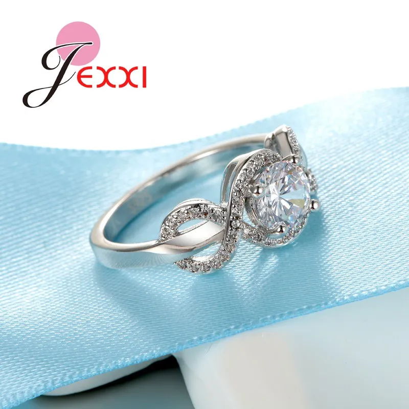 

Fashion 925 Sterling Silver Wedding Rings For Women New Cubic Zircon Crystal Engagement Finger Rings Female Anel Bijoux