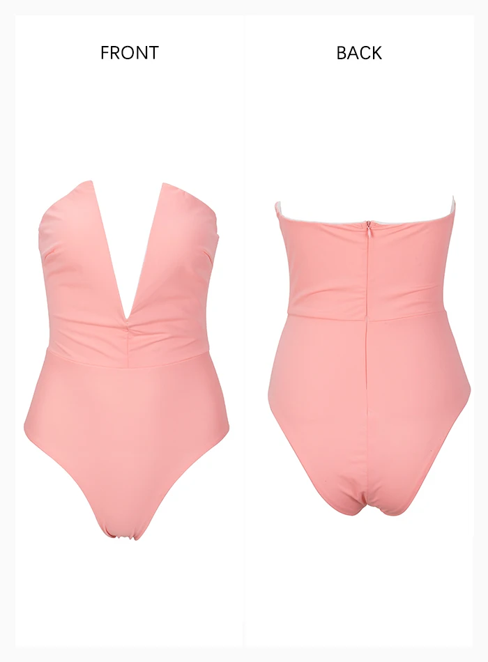 Love& Lemonade розовый глубокий v-образный вырез тонкий боди пляжный SWINSUIT LM1170