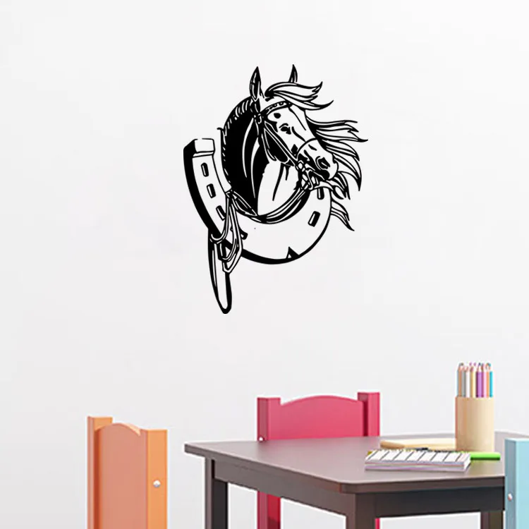 Наклейка на стену в виде головы лошади с седлом стикер домашний декор уникальные