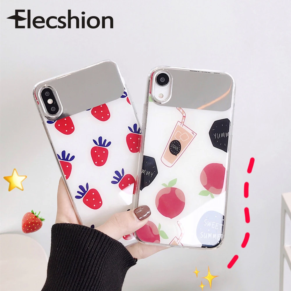 Мягкое Силиконовое зеркало для макияжа чехол iPhone 7 6 XR Мода X XS MAX 6s 8 Plus