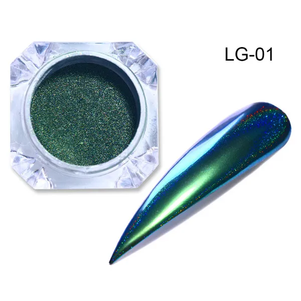 LG-01 1 коробка 1 г зеркало-Хамелеон блеск для ногтей порошок маникюрный набор хромированный порошок для ногтей DIY порошковое покрытие ногтей украшение - Цвет: LG-01
