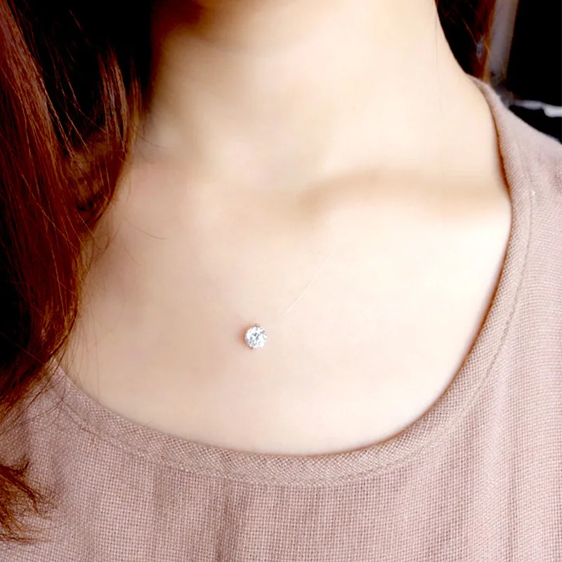 Невидимая цепь цепочки и ожерелья колье Femme прозрачный Циркон короткие