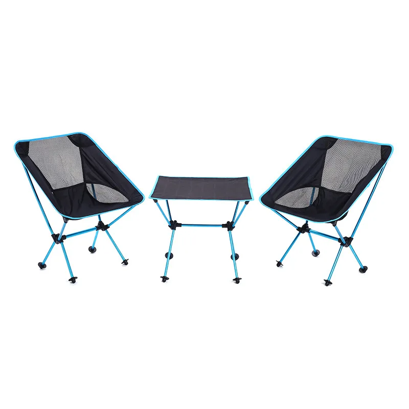 

New outdoors Lightweight Folding Moon Shape aluminum 1 table + 2chairs Portable barbecue multi-purpose table and chair 3pcs/set