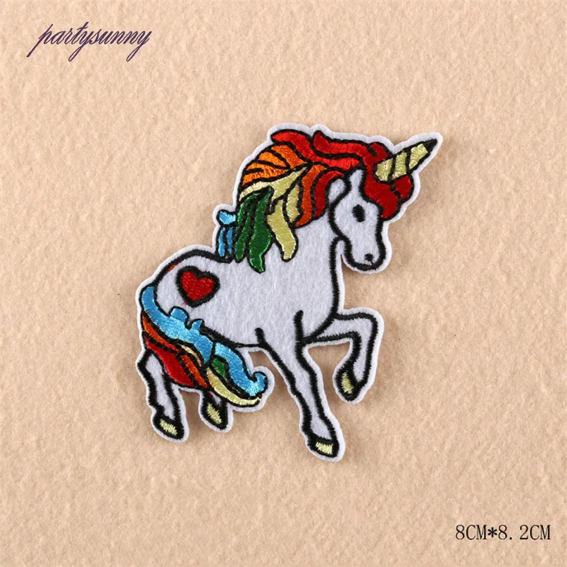 PF 7 шт./лот Единорог патчи утюг на шитье вышивка патч Фламинго ткани значки