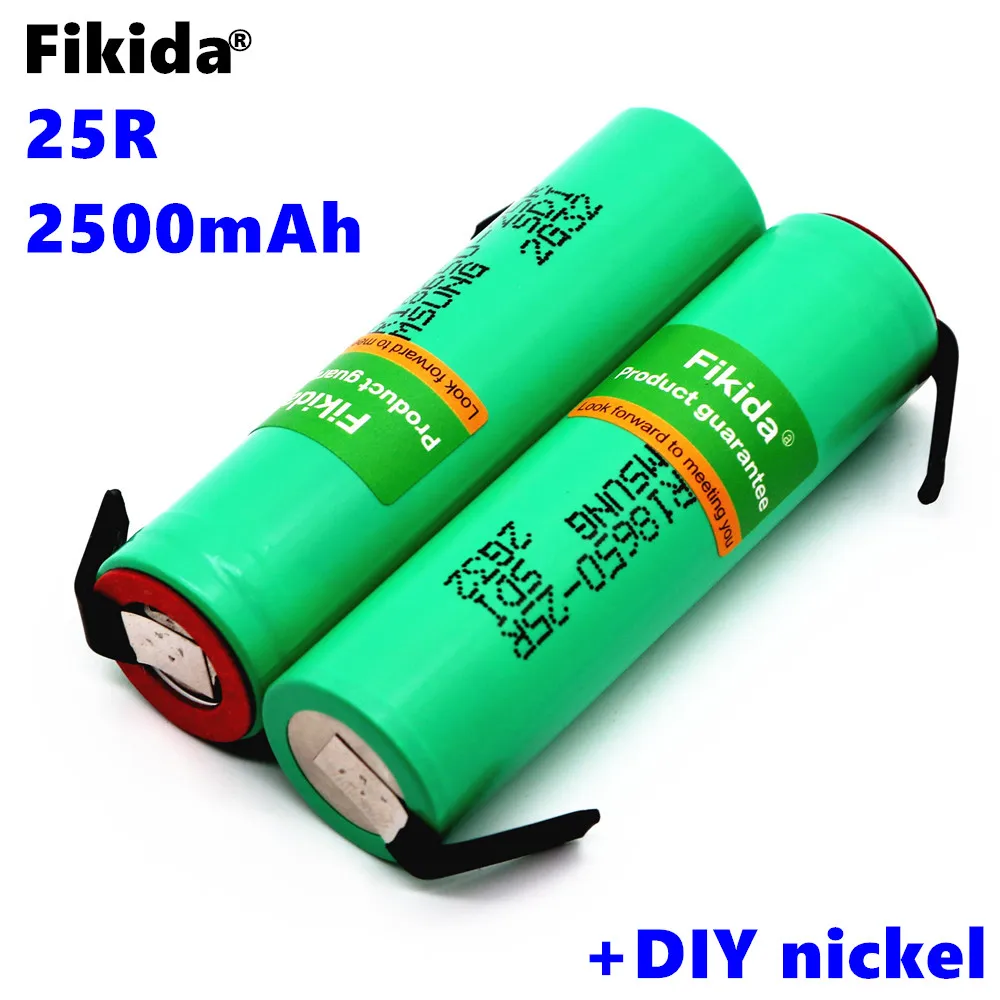 Fikida большая емкость 18650 литий ионный аккумулятор 2500 мА/ч INR18650 25R 20A высокой