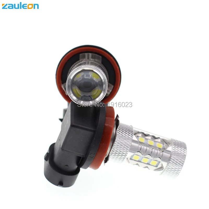 Zauleon 2 шт. H11 H8 80 Вт светодиодный фонарь 6000 К Белый DRL высокое Мощность фары Противотуманные дальнего света лампы автомобиль-Стайлинг