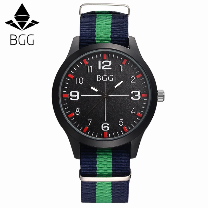 BGG бренд Для мужчин армия нейлон ремень Сталь циферблат Часы Костюмы хронограф