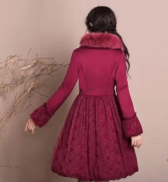 Новое поступление 2019 зимняя женская винтажная кружевная куртка с длинным