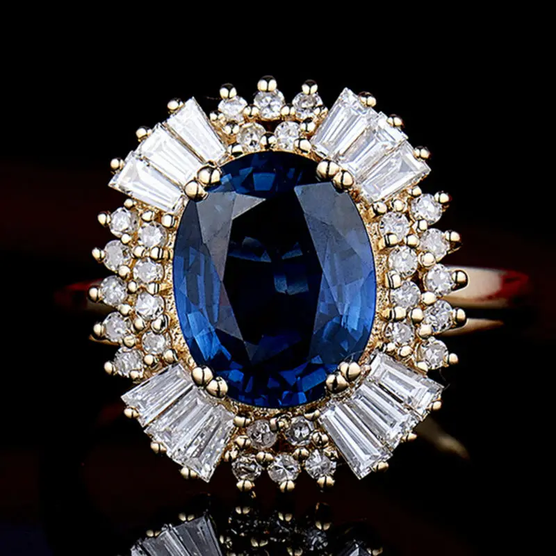Женское кольцо с сапфиром LOVERJEWELRY 2020 обручальное овальным камнем из желтого
