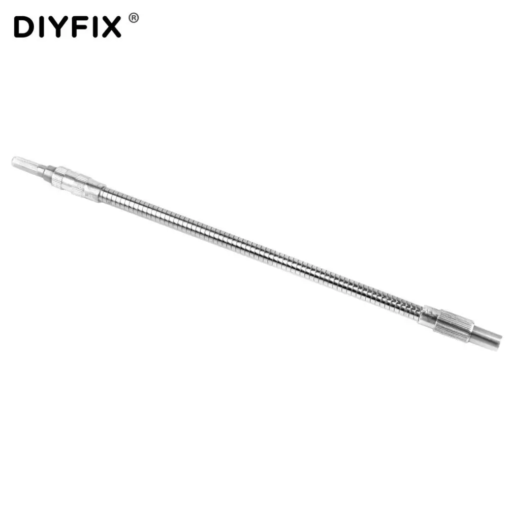 Серебристый DIYFIX 1/" шестигранный металлический электронный сверлильный гибкий вал, удлинитель, отвертка, держатель бит Dremel, соединительный стержень, аксессуары - Цвет: Серебристый