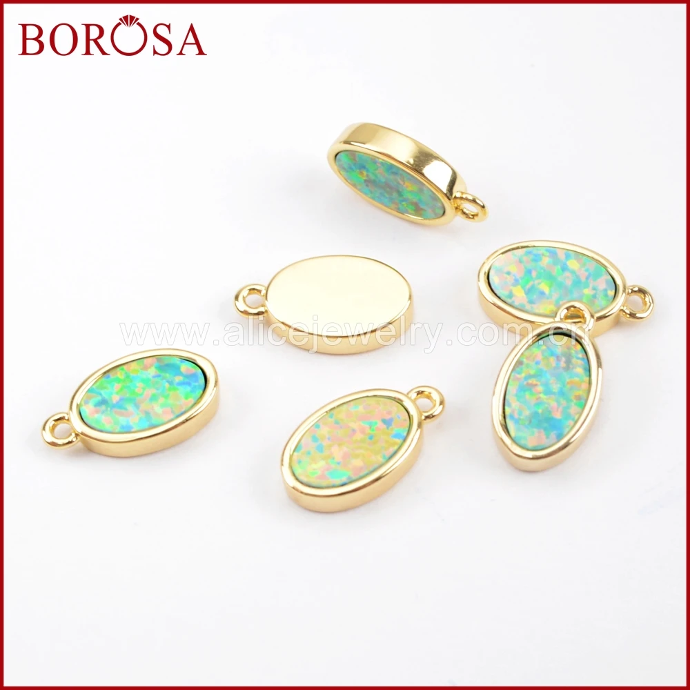 BOROSA трендовые 10 шт овальные золотые белые японские ободки с опалом подвески