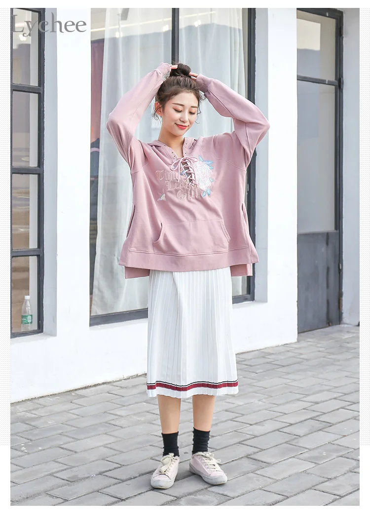 Lychee сезон весна-осень Очаровательная Женская толстовка с капюшоном цветочной