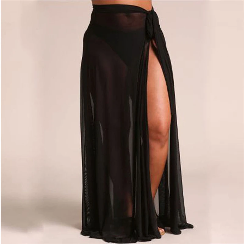 Женская сексуальная прозрачная сетчатая пляжная юбка бикини накидка купальник