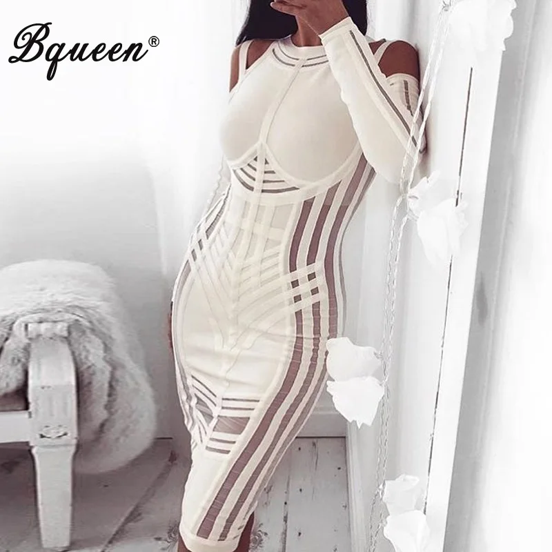 Женское ажурное платье Bqueen элегантное осеннее до колена на тонких бретельках с
