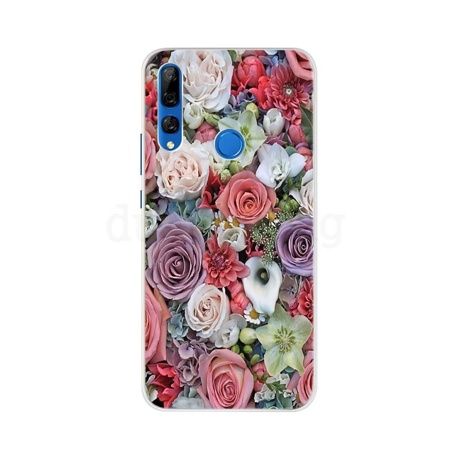 Синий Для Fundas huawei P Smart Z чехол силиконовый 3D мягкий, симпатичный, из ТПУ с мультяшными цветами Прозрачный чехол для телефона для huawei P Smart Z STK-LX1 - Цвет: Синий