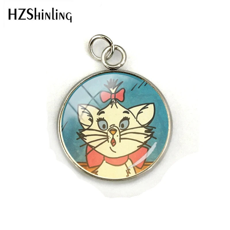 9 Новая мода Marie Cats мультяшный узор Подвески стеклянная подвеска аристократы Подвеска для девочек аниме ювелирные изделия - Окраска металла: 9