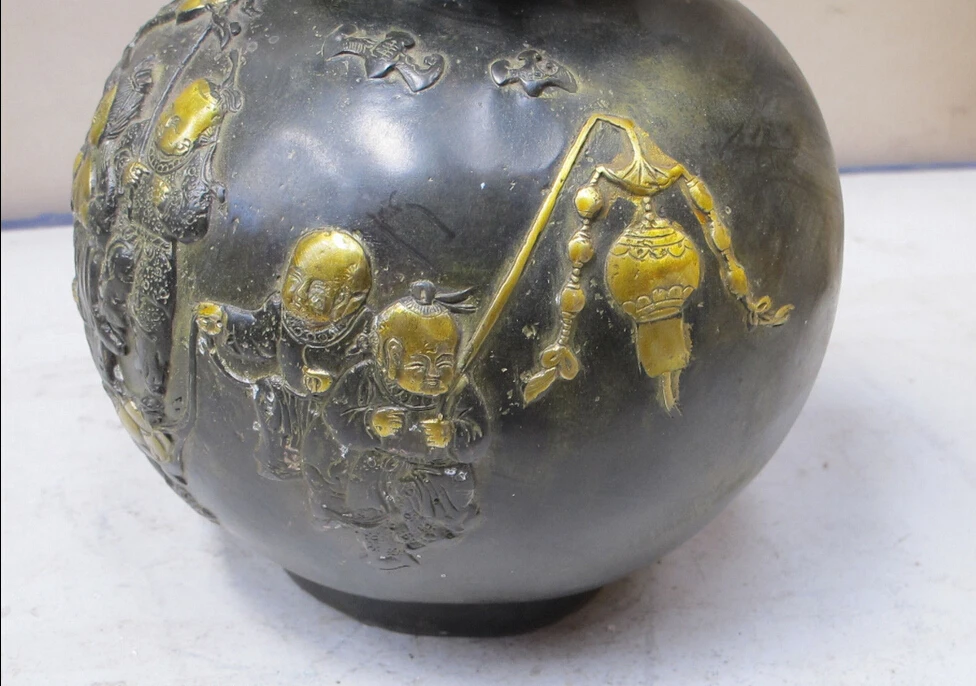 19 &quotКитайская народная бронзовая позолота много детей желают своей матери ваза