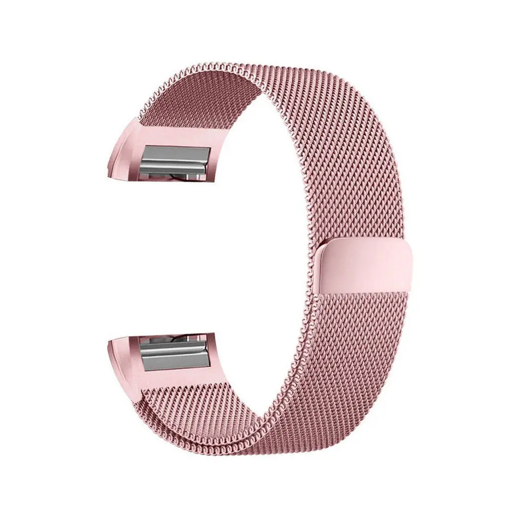Розовый Essidi, Миланский Браслет, ремешок для Fitbit Charge 2, умный Браслет, стальной фитнес-браслет, сменный ремешок для Fitbit Charge 2 - Цвет: Розовый