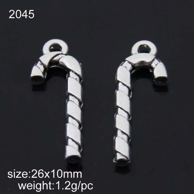 

Высокое качество 50 шт./лот 26x10 мм античный посеребренный металлический сплав Трость подвески