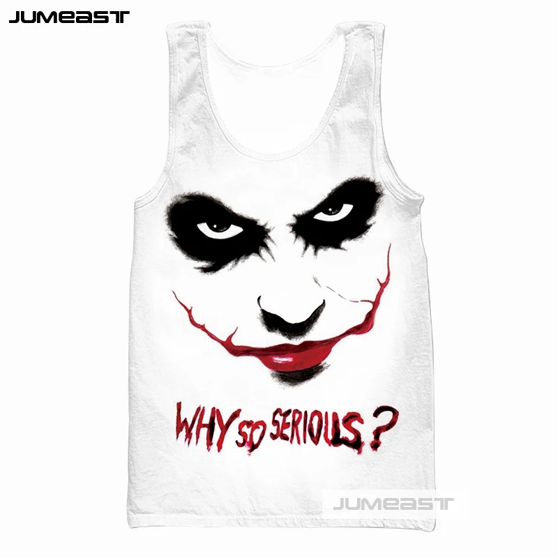Бренд Jumeast, модные Забавные топы HAHA Joker с 3d принтом для мужчин/женщин, безрукавка с сумасшедшим рисунком, почему так сложно, футболка без рукавов унисекс