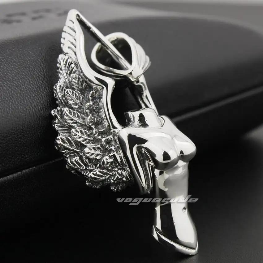 925 пробы серебряный кулон голый Ангел мужской байкер рок панк 8N027|pendant men|naked angelsilver