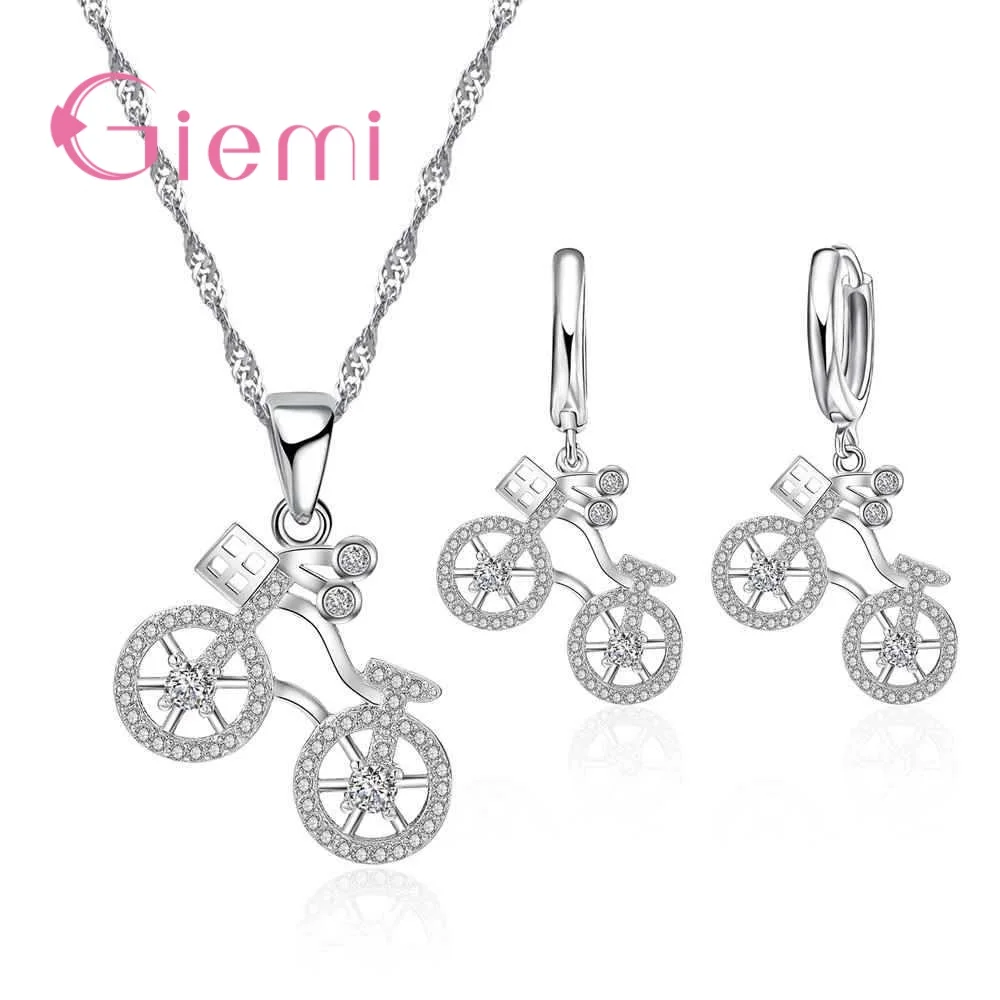 

925 Sterling Silver AAA Grade Cubic Zirconia Pendant Necklace Hook Earrings Woman Jewelry Sets Top Quality Gifts Wholesale