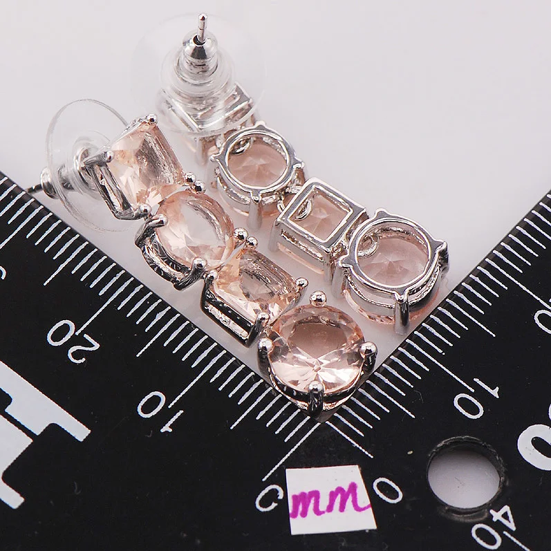

Morganite Woman 925 Sterling Silver Crystal Earrings TE460