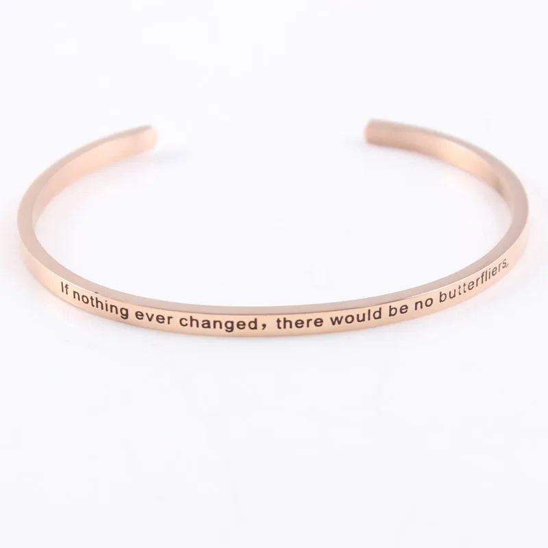 Rose Gold To The Moon And Back 316L Stainless Steel Bangle Engraved Inspirational Quote Cuff Mantra Bracelet for Women | Украшения и