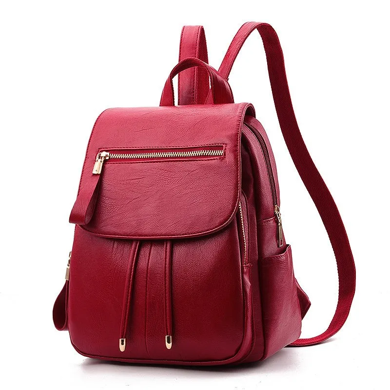 Red Handbag LIKETHIS, женский рюкзак, Повседневный, из искусственной кожи, рюкзак для путешествий, Mochila Escolar Masculina, рюкзак Zainetto Donna, женский, однотонный, Новинка - Цвет: Red Handbag