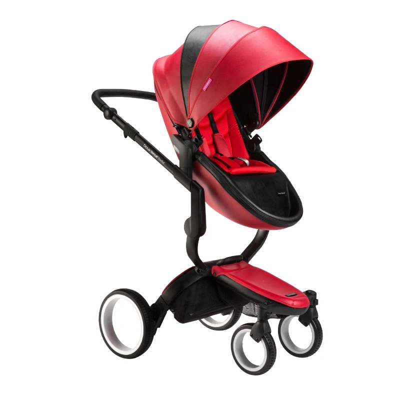 Doux bebe finfin hot mima mom spacewalk sky козырек двусторонний может лежать может сидеть складной амортизатор высокий пейзаж детская коляска - Цвет: Красный